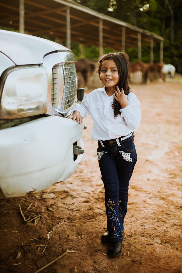 Girl Standing Next To Car