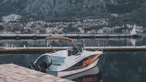 Motorboat Moored in Town