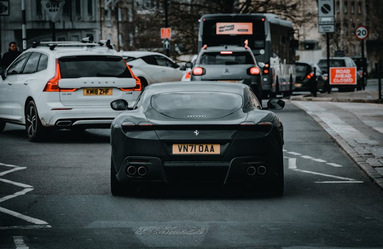 Back View Of A Ferrari Roma 