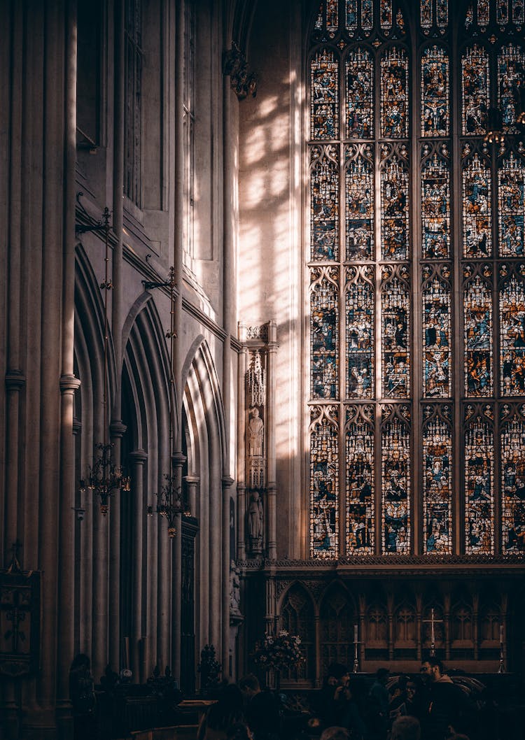 Interior Of Gloucester Cathedral Illuminated By Sunlight