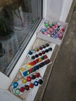 White Wooden Shelf With Assorted Color Beads