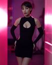 Woman in Black and White Long Sleeve Dress