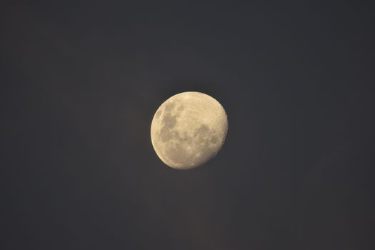 Waning Gibbous in the Dark Night Sky