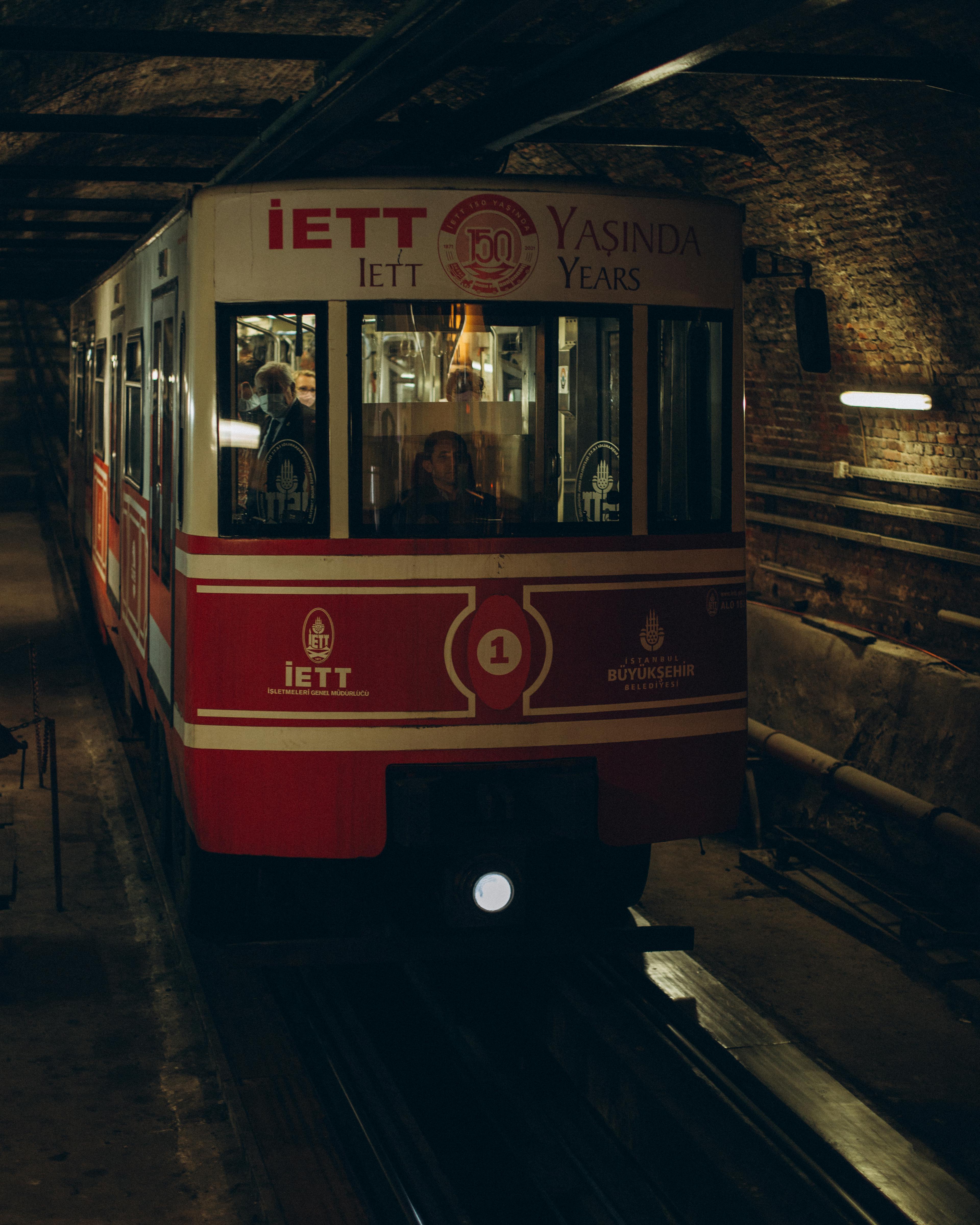 Free Captured underground tramway in Istanbul reveals a journey through history and engineering. Stock Photo