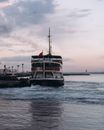 Local Passenger Vessel Approaching Harbour Wharf in Istanbul