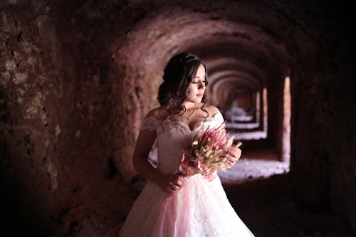 A Beautiful Bride with a Bouquet