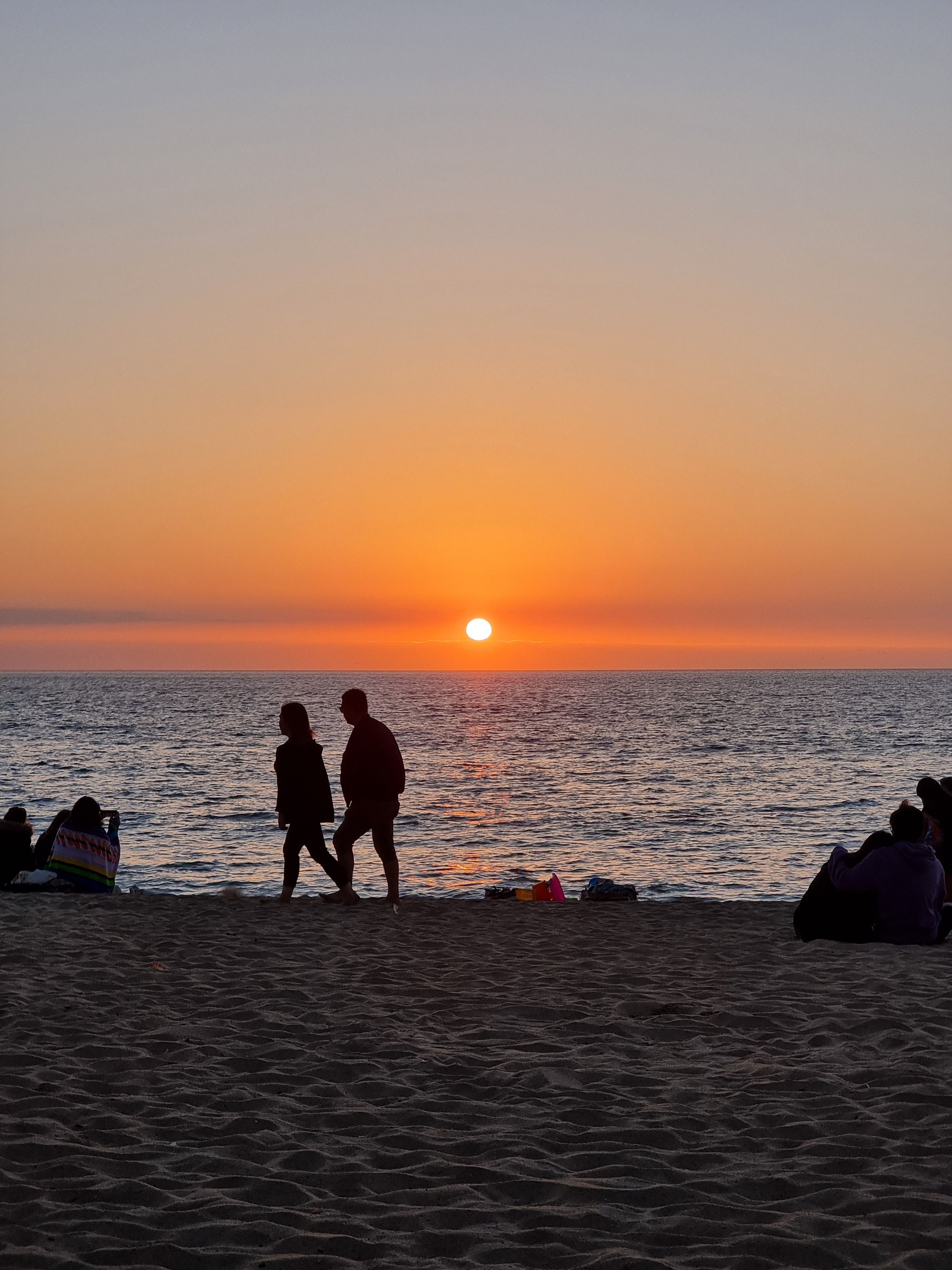 Silhouette of People on the Beach During Sunset · Free Stock Photo