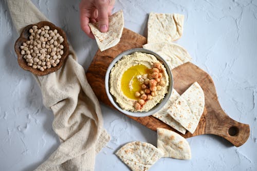 Free Hummus with Pita  Stock Photo