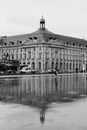 Black and White Photo of Place De La Bourse Reflecting in Miroir DEau