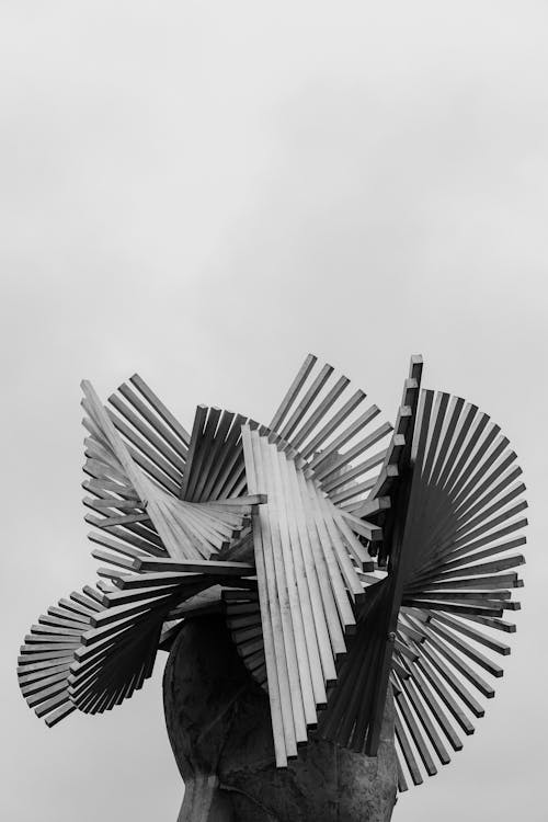 Modern Art Sculpture in Grayscale Photography
