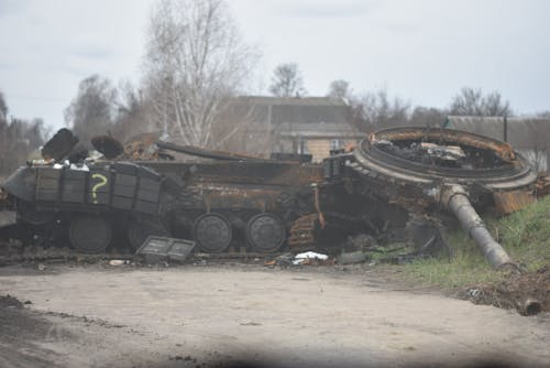 Destroyed Military Vehicle on Side of the Road