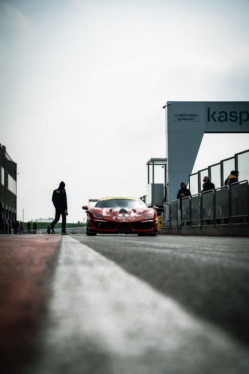 View of a Ferrari Race Car on a Race Track 