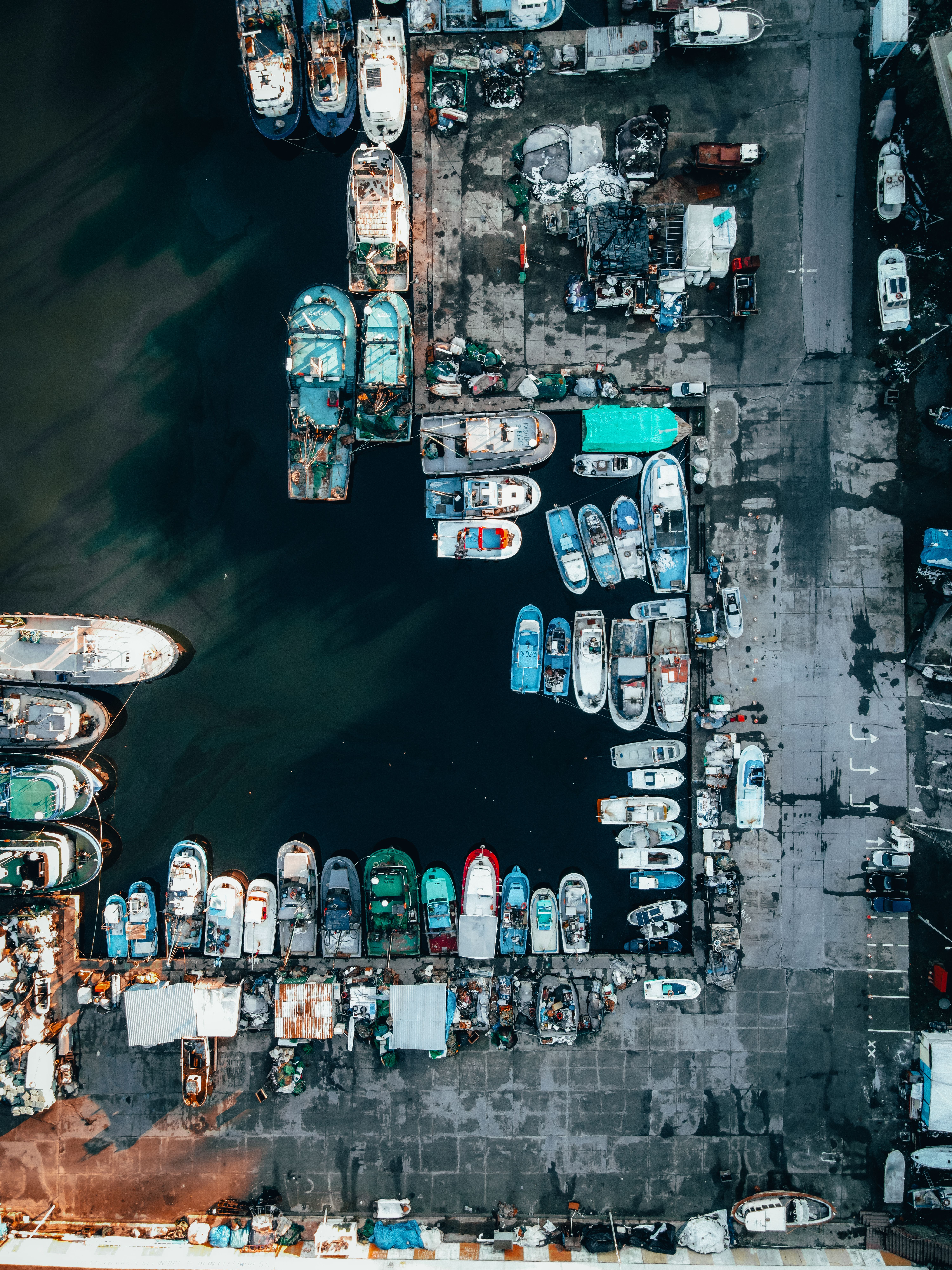 Birds Eye View of Moored Motorboats · Free Stock Photo