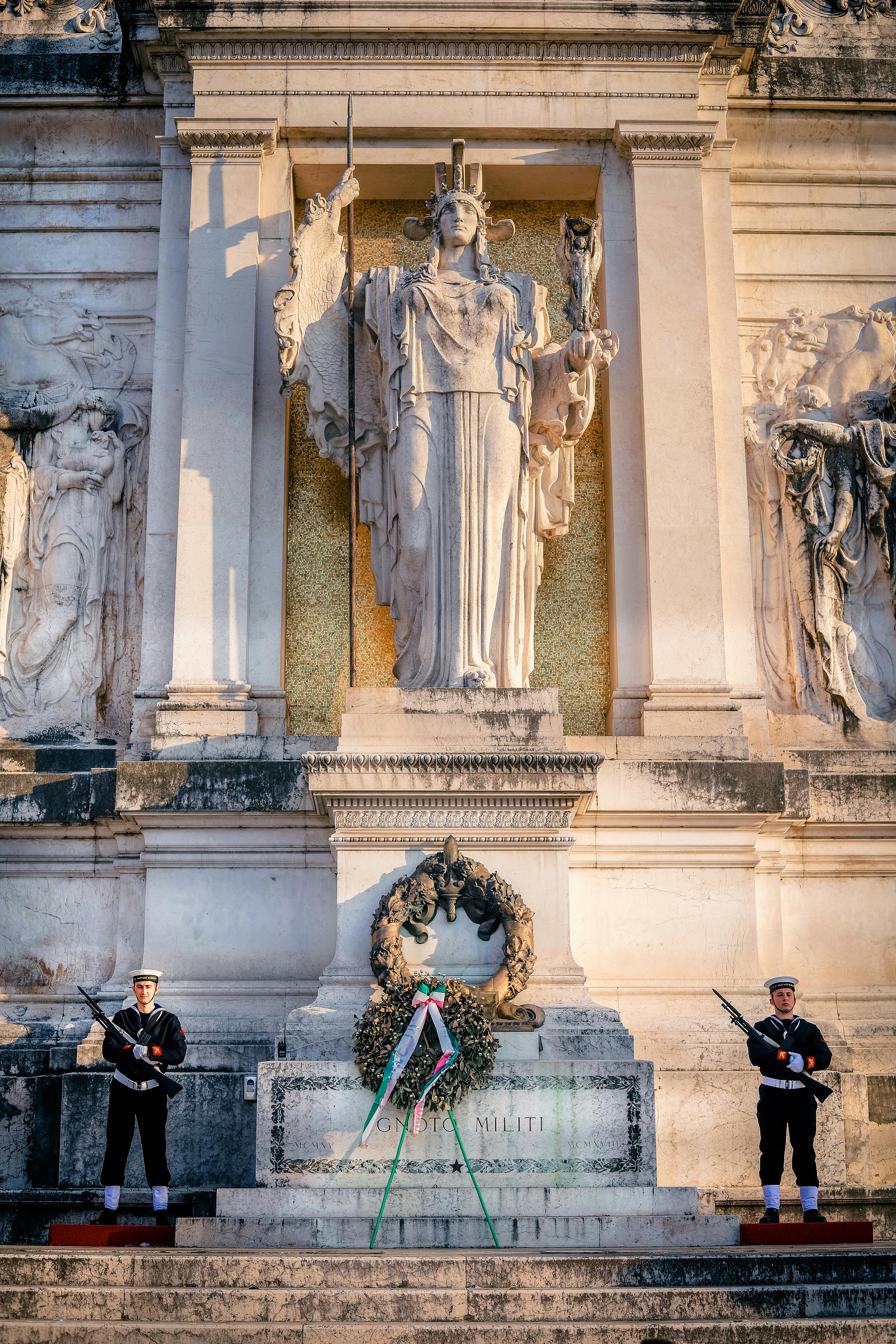 soldiers guarding statue in italy