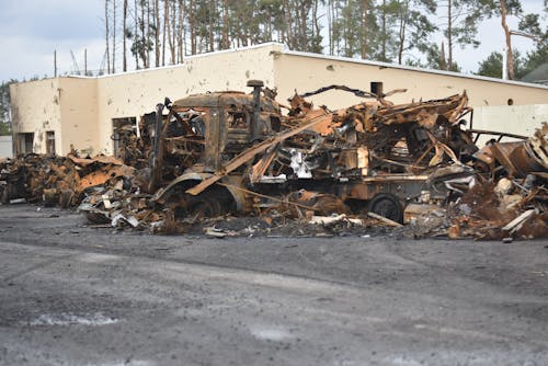 Destroyed Truck on Street