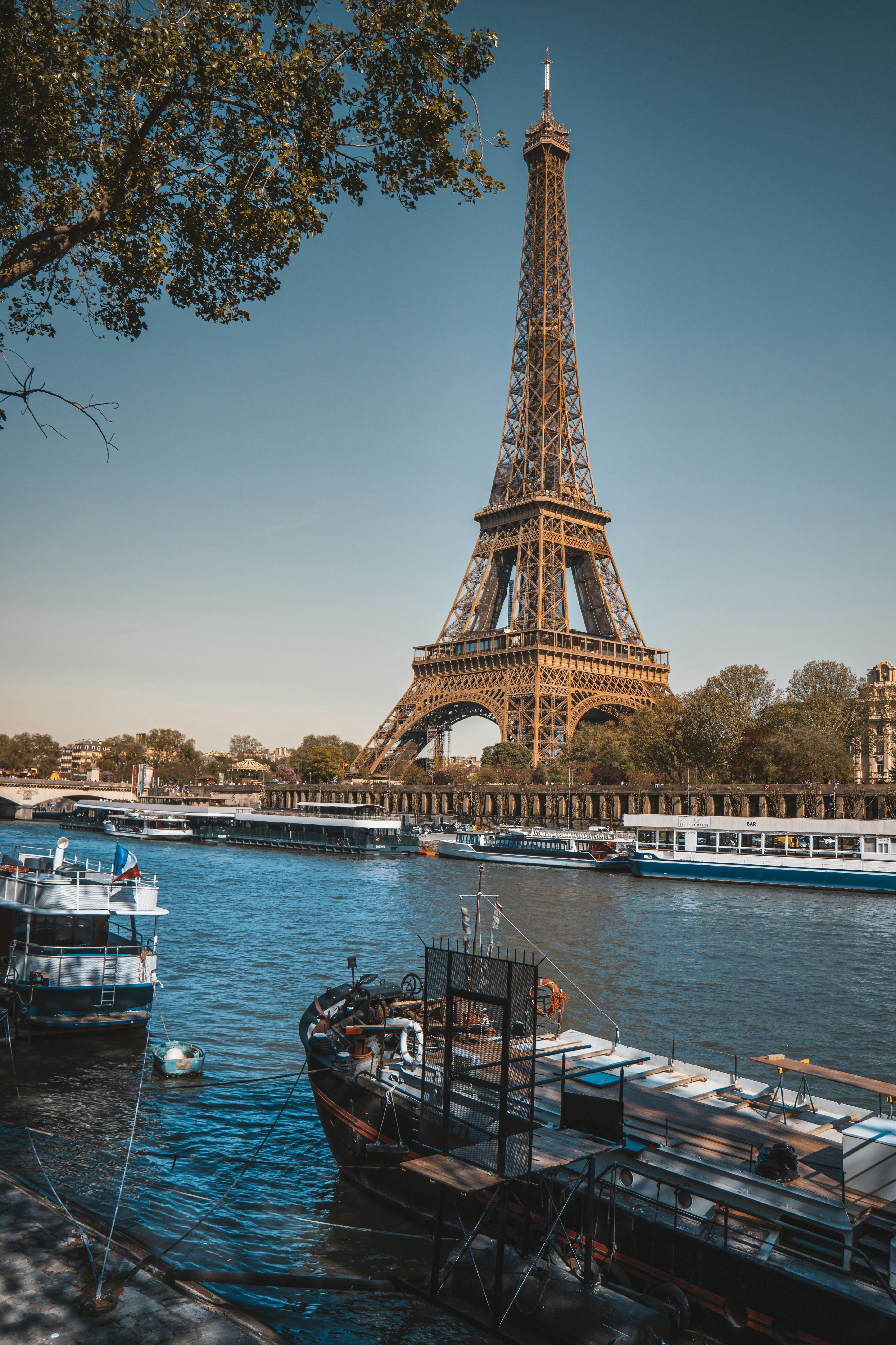 view of the eiffel tower across the river