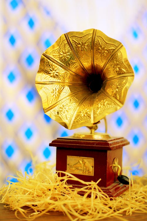 Free stock photo of golden, gramophone, music instrument