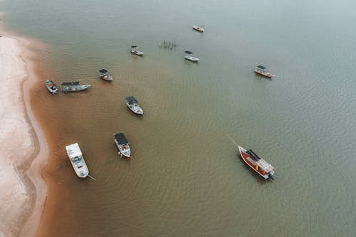 Aerial View of Boats on Sea
