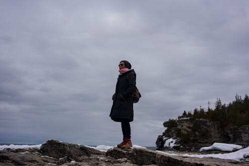 Woman at Beach in Winter