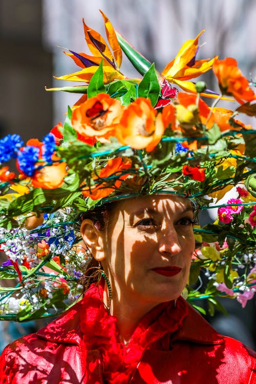 Woman with a Colourful Flower Crown 