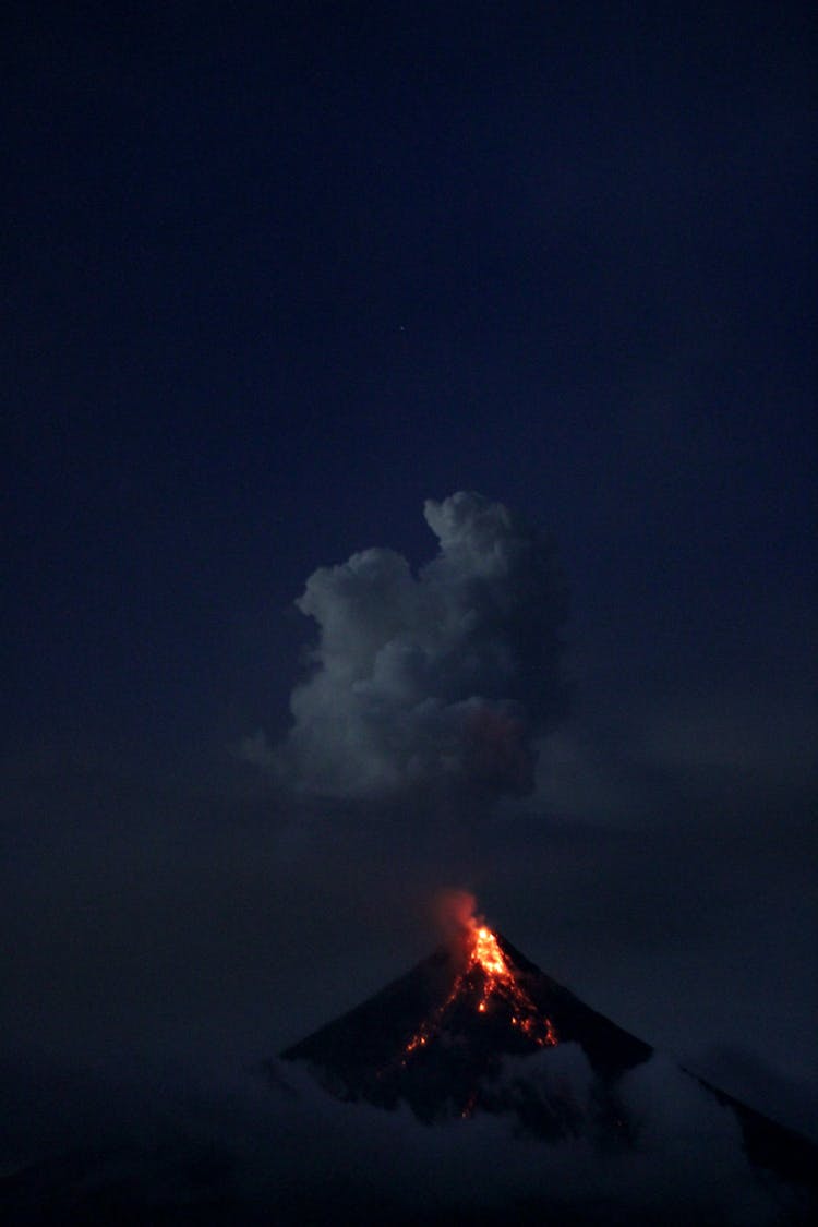 Volcano At Night