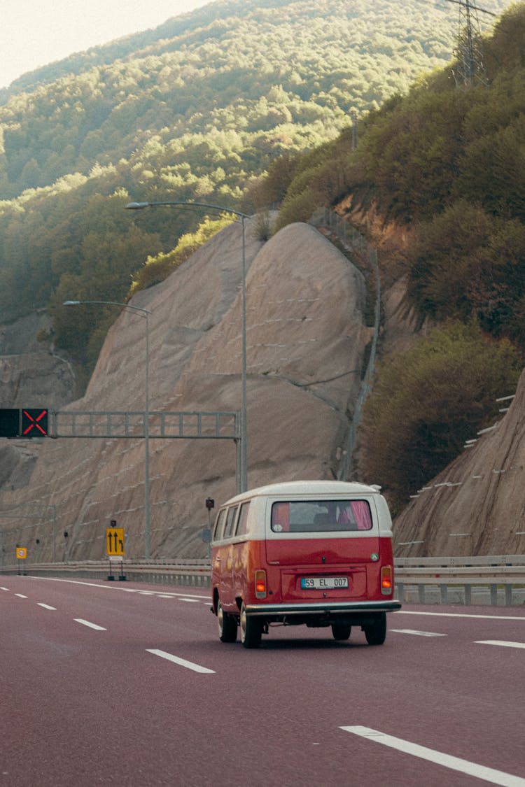 Classic Van On Highway