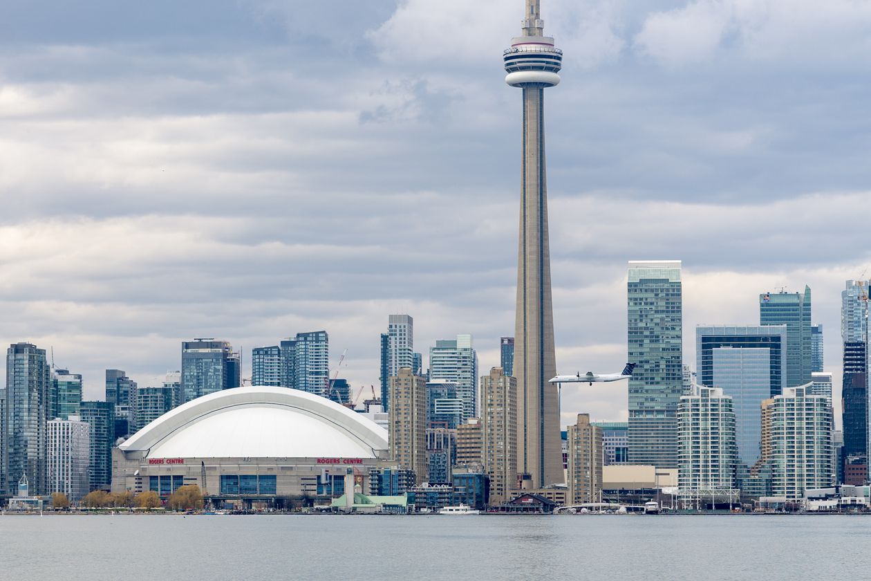 Toronto skyline with CN Tower and modern skyscrapers along the waterfront