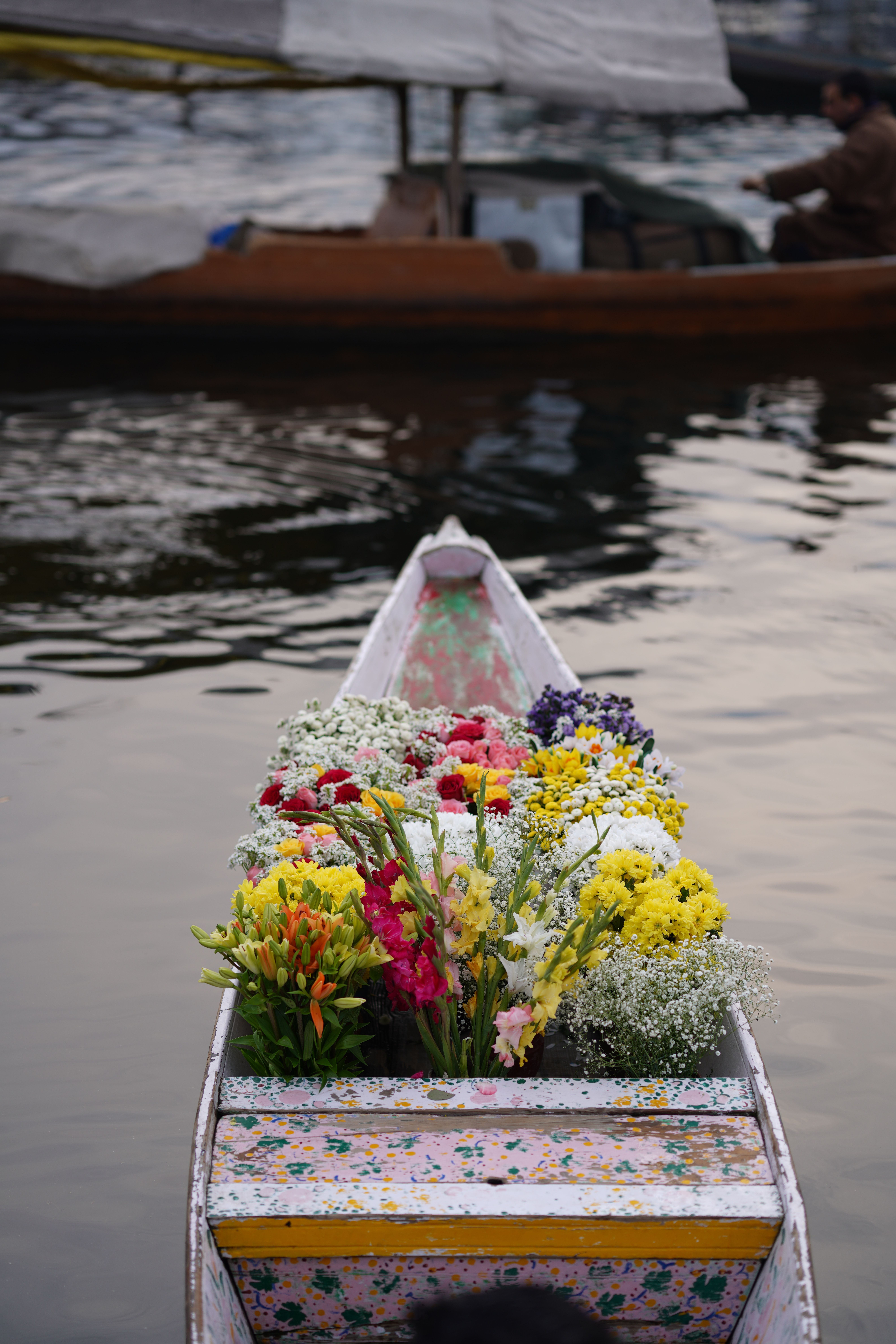 Variety of Flowers on a Wooden Boat · Free Stock Photo