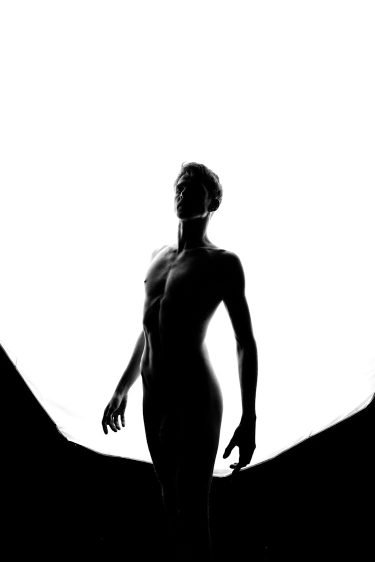 Silhouette Of Naked Person Making A Pose