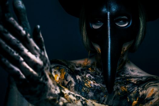 Person Wearing a Black Mask