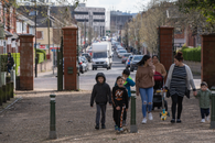 Family entering park