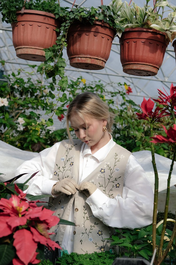 Woman Wearing A Blazer In A Garden