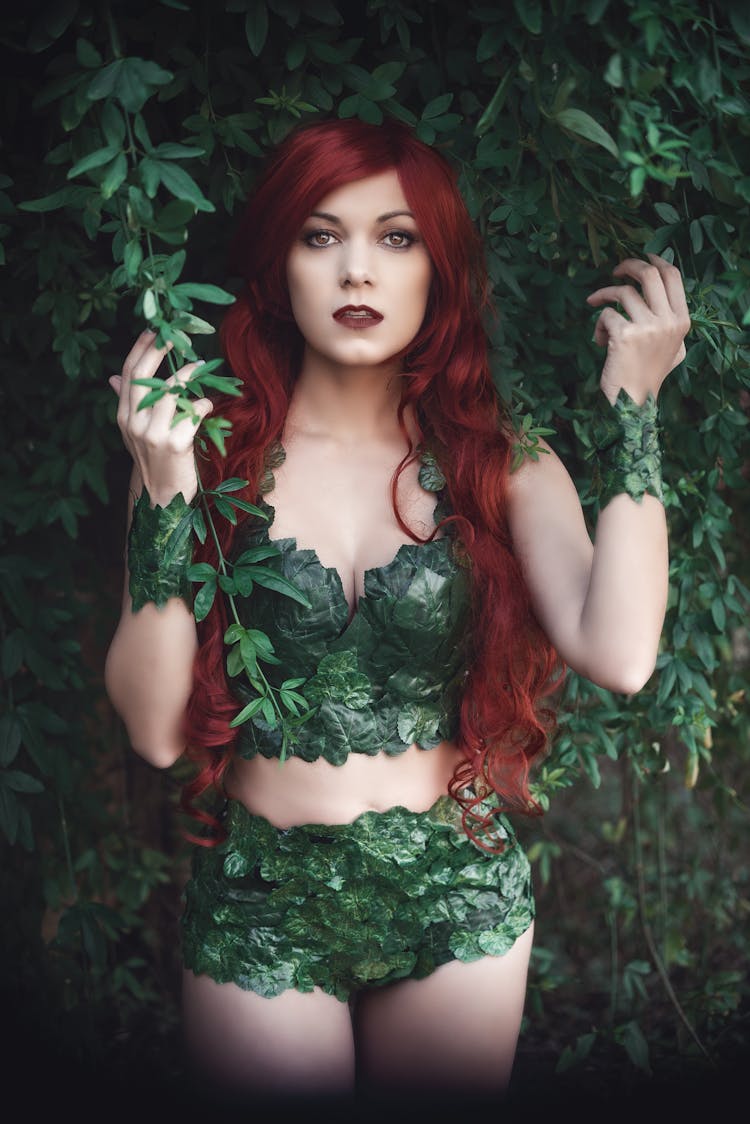 Woman Wearing A Poison Ivy Costume