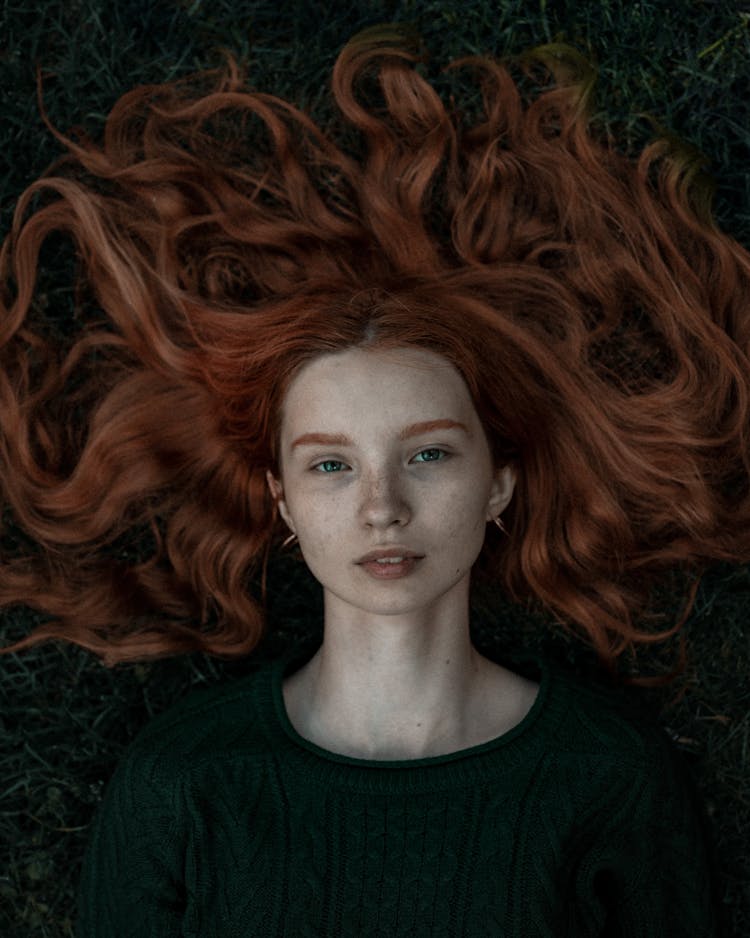 Portrait Of Redhead Girl With Freckles