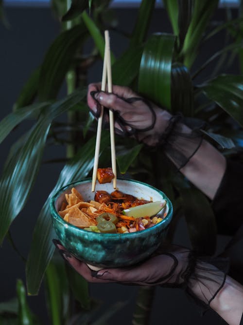 亞洲食品, 手, 樹葉 的 免費圖庫相片