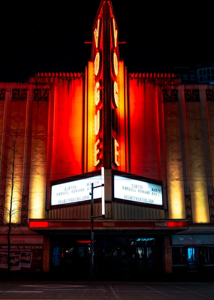 Neon Lights Of City Theatre In Vancouver