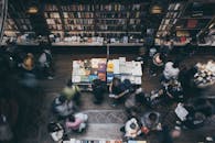 Crowd of People in Bookstore