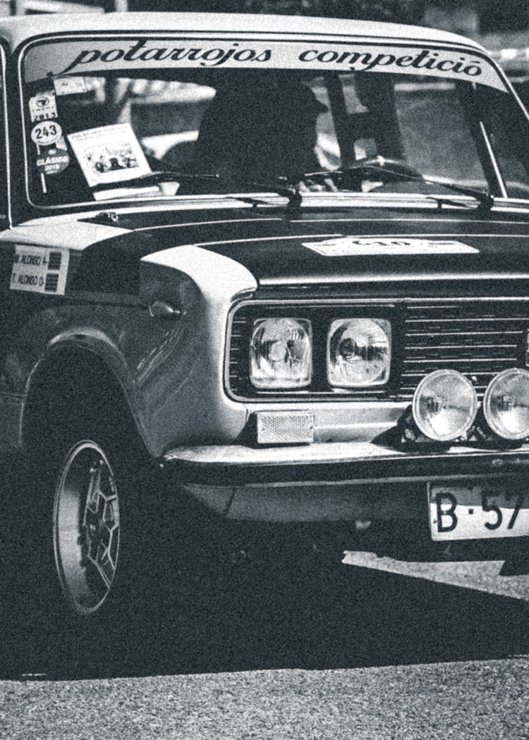 Monochrome Photo Of A Classic Car