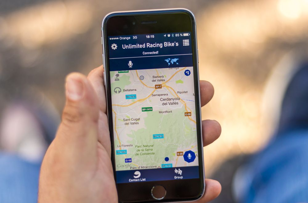 Navigation map displayed on a phone