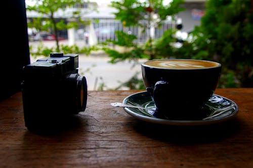 Cappuccino Near on Black Camera