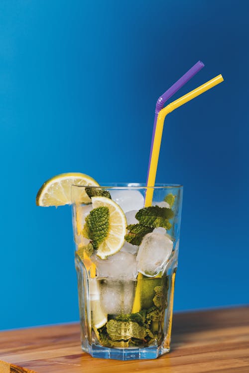 Free Lime Cocktail Drink With Two Straws Stock Photo