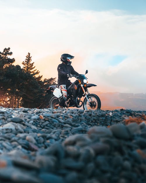 Free Man in Riding a Motorcycle Stock Photo