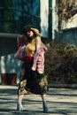 Woman Standing Wearing Pink Coat