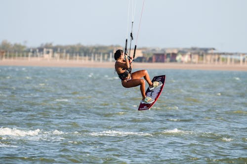 A Kitesurfer in Midair