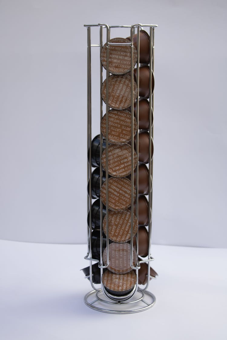 Coffee Capsules In Metal Rack