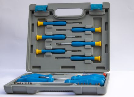Precision screwdriver set in a moulded case — photo by Carlos Zael on Pexels