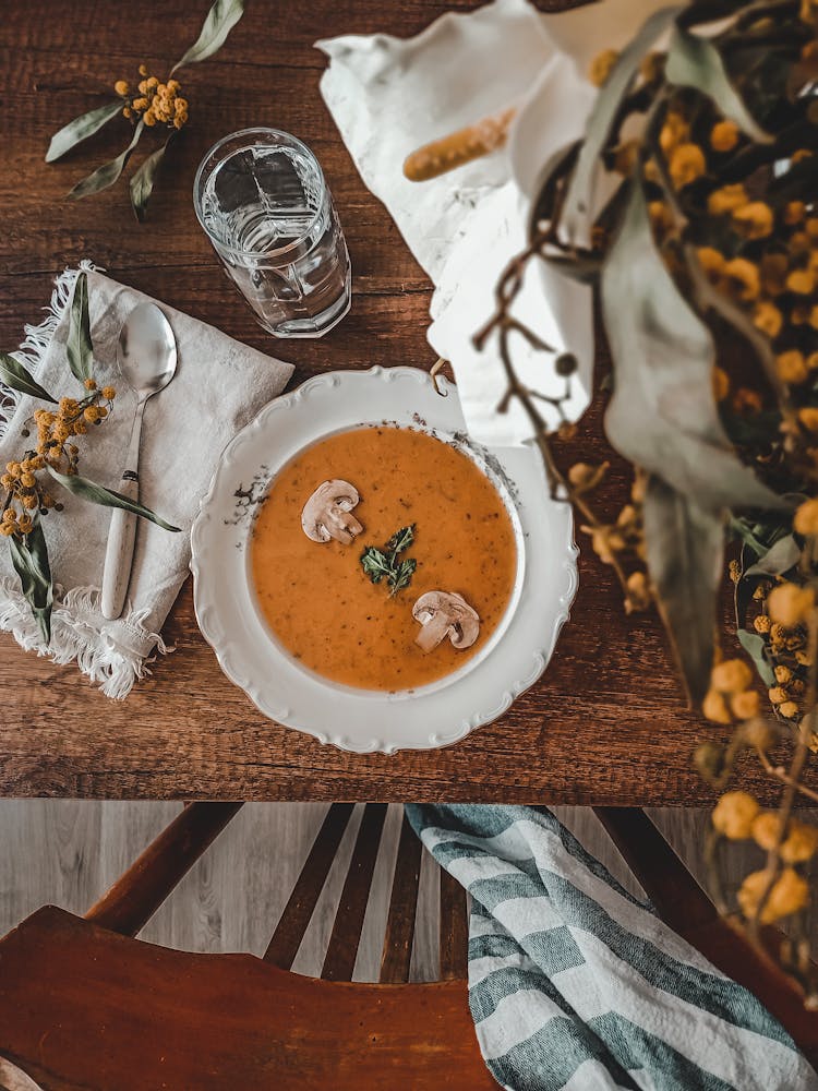 Overhead Shot Of A Soup Dish