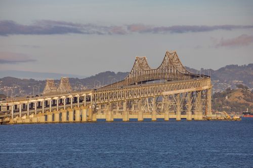 Free Scenic view of Richmond–San Rafael Bridge crossing the San Francisco Bay. Stock Photo