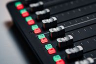 Rode audio mixer (Rodecaster pro) in a podcast studio