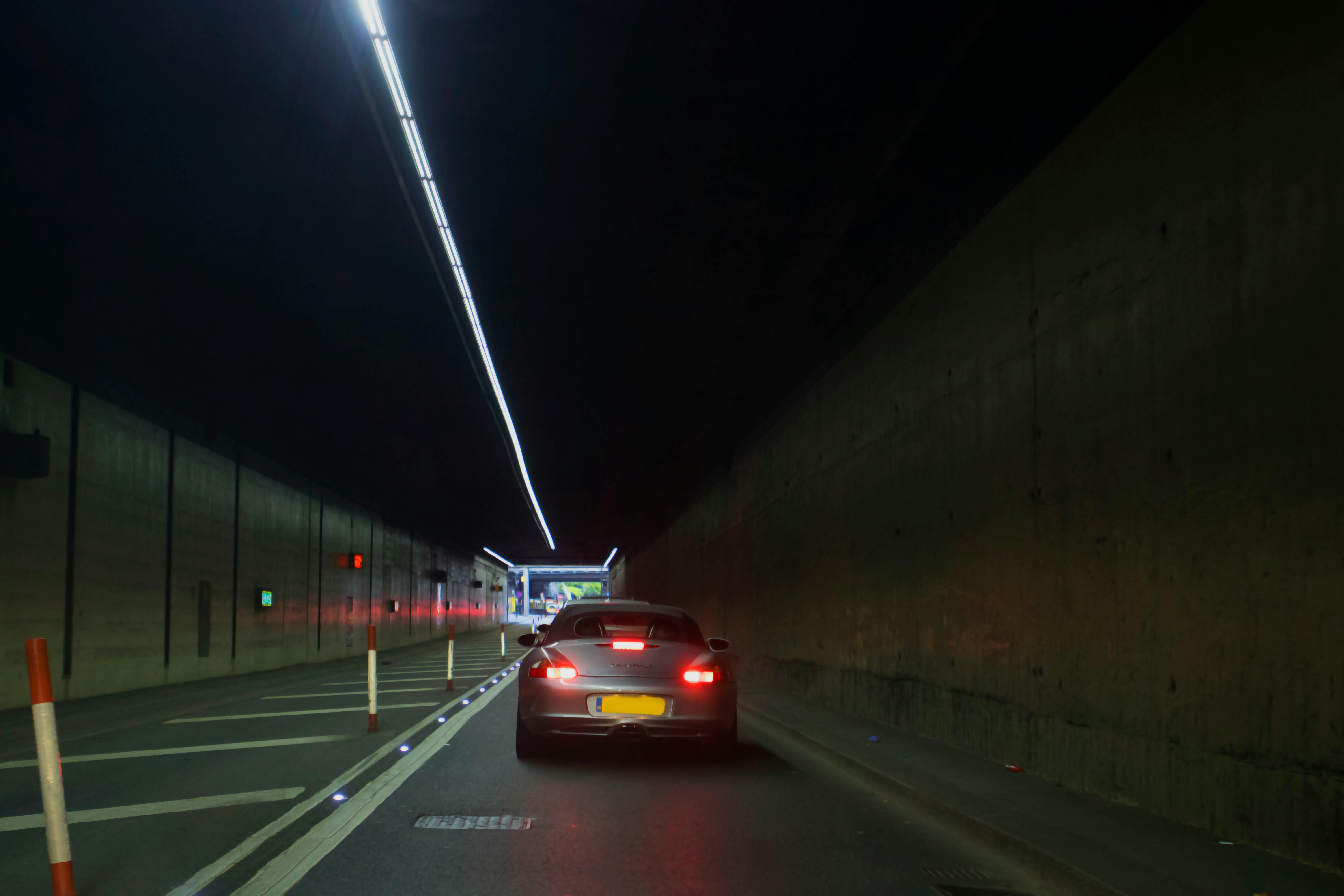 Free stock photo of beautiful car, beauty inside of dark tunnel, light in the tunnel